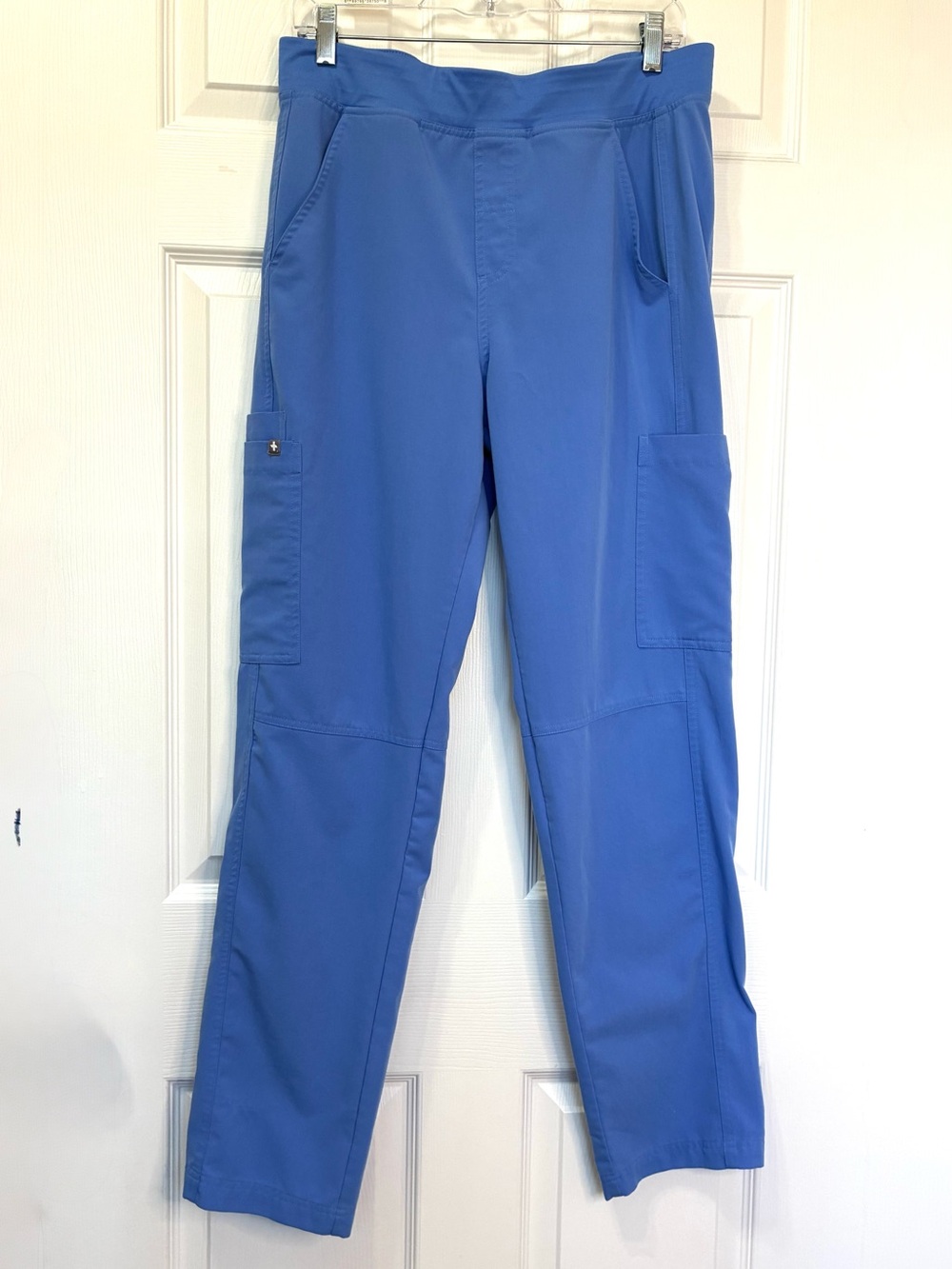 Figs Scrub Pants Womens Medium Blue Straight Leg Cargo Technical Collection